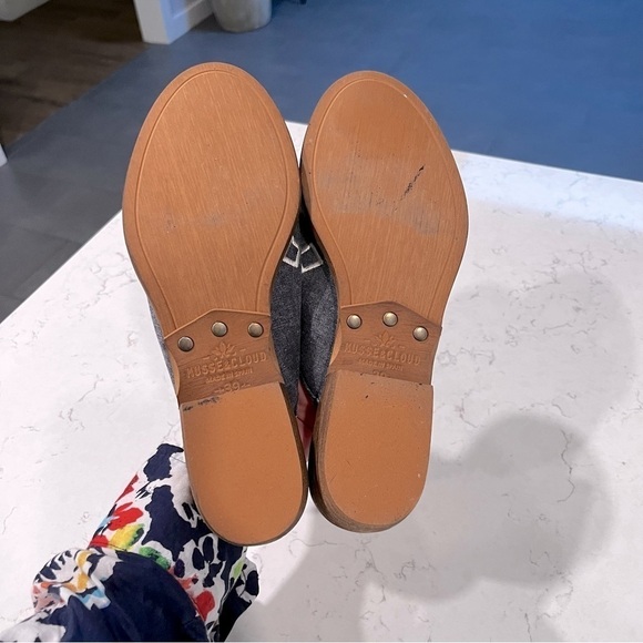 MUSSE & CLOUD Denim Southwestern Embroidered Almond Toe Mules Size US 8 - Picture 8 of 12